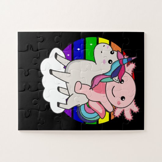 Axolotl Unicorn Rainbow Animals Unicorn Puzzle (Horizontal)