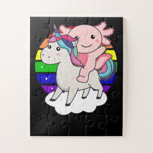 Axolotl Unicorn Rainbow Animals Unicorn Puzzle (Vertikal)