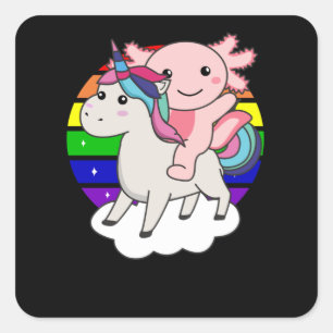 Axolotl Unicorn Rainbow Animals Unicorn Quadratischer Aufkleber