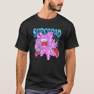 Axolotl Vater Super Vater Superhero Daddy Papa Pat T-Shirt
