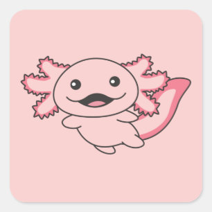 Axolotl verschiedene Typen von Axolotls-Niedlichen Quadratischer Aufkleber