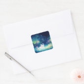 Axolotl-verzauberter Teich Quadratischer Aufkleber (Umschlag)