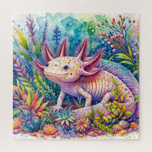 Axolotl Vibranl Watercolor Art Puzzle
