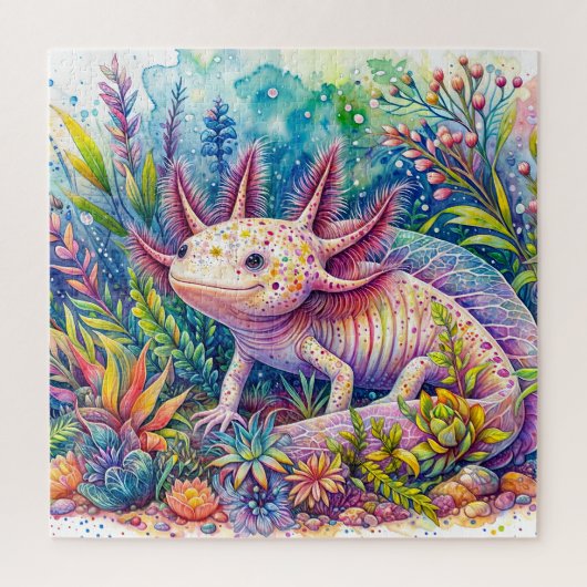 Axolotl Vibranl Watercolor Art Puzzle (Vertikal)