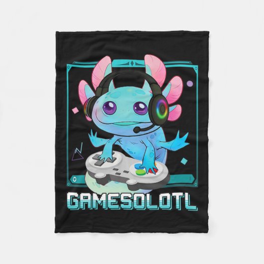 Axolotl Video Gamer Kawaii Pastel Goth Niedlich An Fleecedecke (Vorderseite)