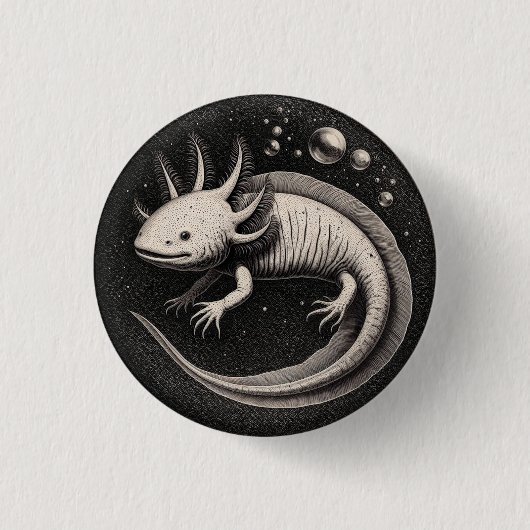 Axolotl Vintag Illustration Button (Vorderseite)
