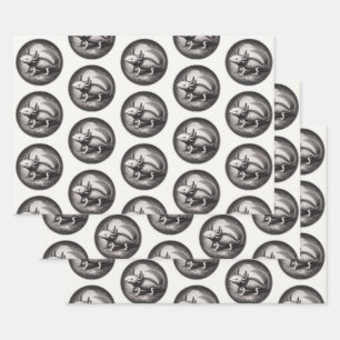 Axolotl Vintag Illustration Geschenkpapier Set