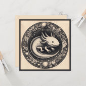 Axolotl Vintag Illustration Karte (Vorderseite/Rückseite Beispiel)