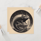 Axolotl Vintag Illustration Karte (Vorderseite/Rückseite Beispiel)
