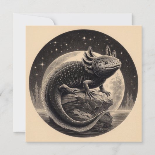 Axolotl Vintag Illustration Karte (Vorderseite)
