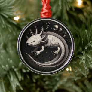 Axolotl Vintag Illustration Ornament Aus Metall