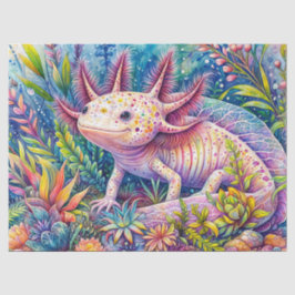Axolotl Watercolor Vibrannte Botanische Kunst Seidenpapier