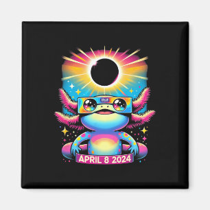 Axolotl Wearing Solar Eclipse Gles 8. April 2024 Magnet