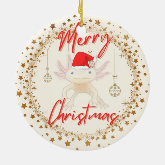 Axolotl Weihnachten Keramik Ornament (Hinten)
