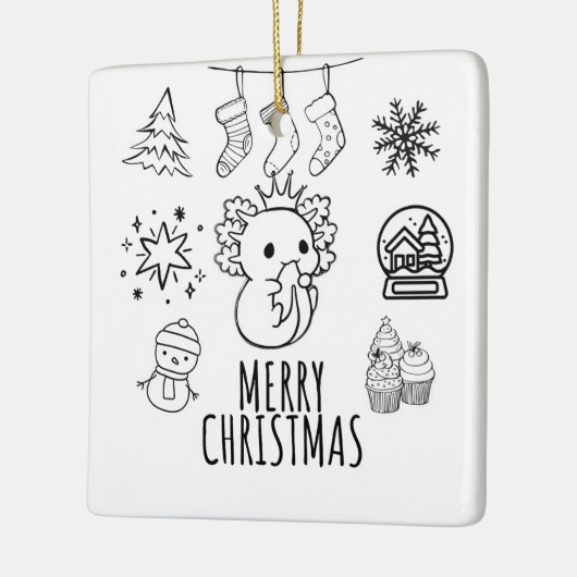 Axolotl Weihnachten Keramikornament (Links)