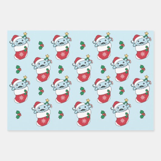 Axolotl Weihnachts Wintertiere Urlaub Axolotls Geschenkpapier Set (Vorderseite 3)