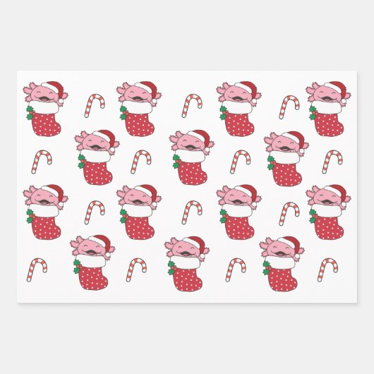 Axolotl Weihnachts Wintertiere Urlaub Axolotls Geschenkpapier Set (Vorderseite 2)
