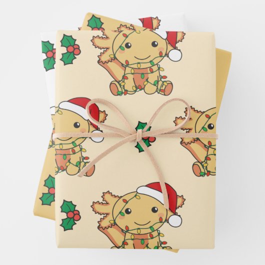 Axolotl Weihnachts Wintertiere Urlaub Axolotls Geschenkpapier Set (Beispiel)