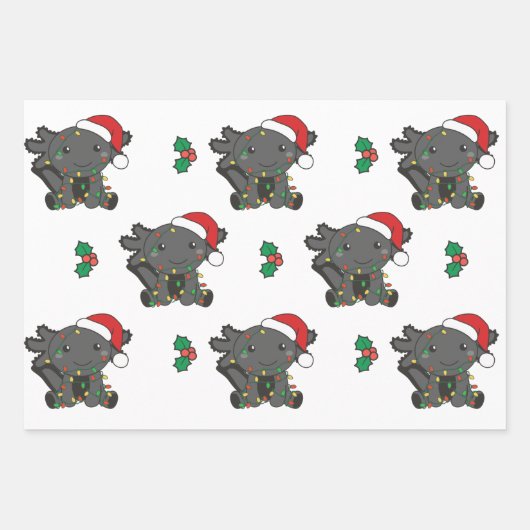 Axolotl Weihnachts Wintertiere Urlaub Axolotls Geschenkpapier Set (Vorderseite 3)