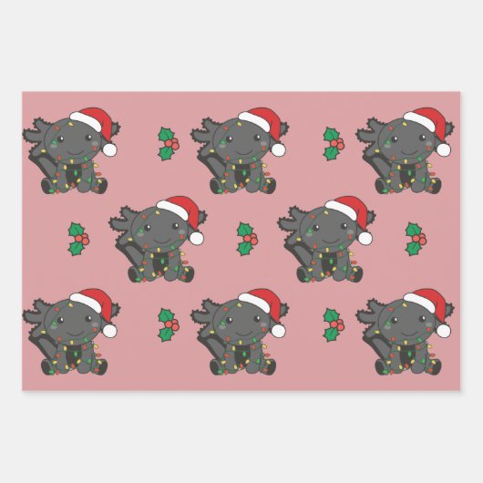 Axolotl Weihnachts Wintertiere Urlaub Axolotls Geschenkpapier Set (Vorderseite 2)