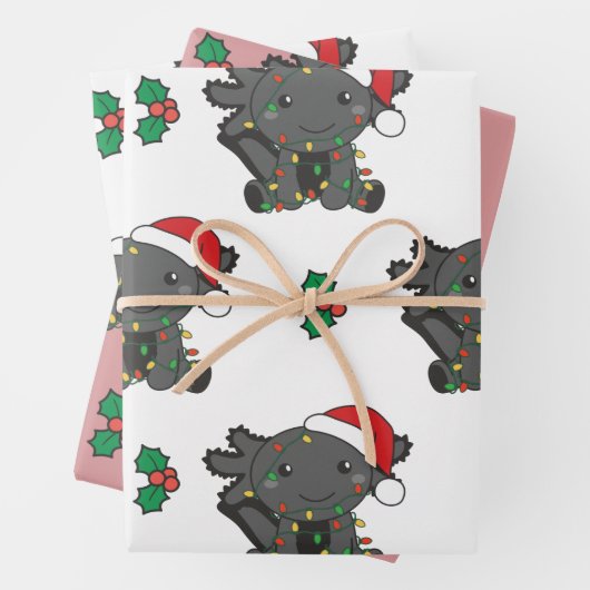 Axolotl Weihnachts Wintertiere Urlaub Axolotls Geschenkpapier Set (Beispiel)