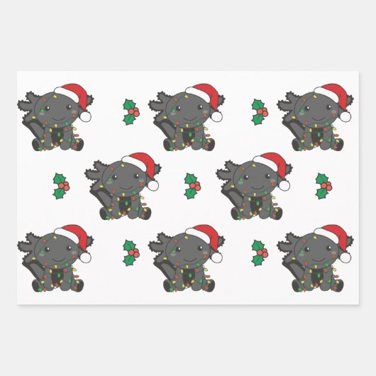 Axolotl Weihnachts Wintertiere Urlaub Axolotls Geschenkpapier Set (Vorderseite)