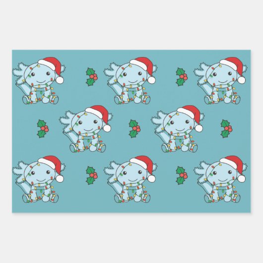 Axolotl Weihnachts Wintertiere Urlaub Axolotls Geschenkpapier Set (Vorderseite 3)