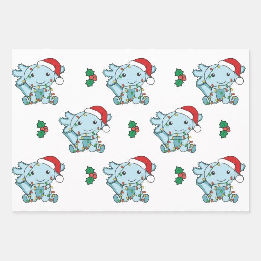 Axolotl Weihnachts Wintertiere Urlaub Axolotls Geschenkpapier Set (Vorderseite 2)