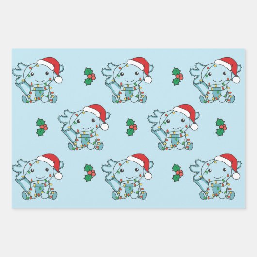 Axolotl Weihnachts Wintertiere Urlaub Axolotls Geschenkpapier Set (Vorderseite)