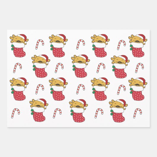Axolotl Weihnachts Wintertiere Urlaub Axolotls Geschenkpapier Set (Vorderseite 2)