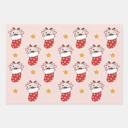 Axolotl Weihnachts Wintertiere Urlaub Axolotls Geschenkpapier Set (Vorderseite)