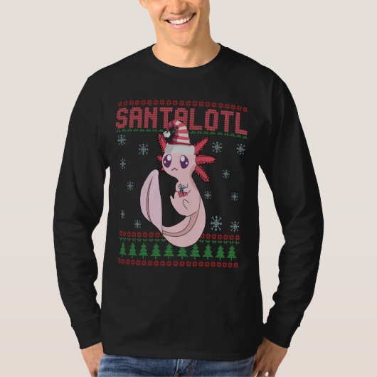 Axolotl Weihnachtsmannmütze Christmas Santalotl Ug T-Shirt (Vorderseite)