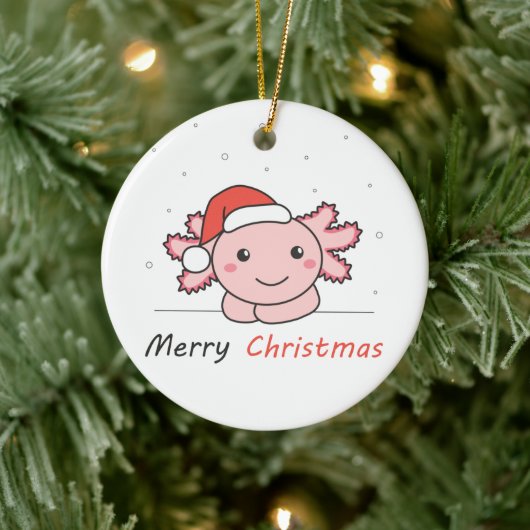 Axolotl Weihnachtsschnee Wintertiere Axolotls Keramik Ornament (Baum)