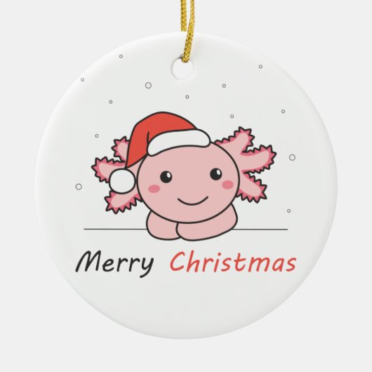 Axolotl Weihnachtsschnee Wintertiere Axolotls Keramik Ornament (Vorne)