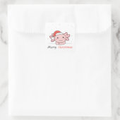 Axolotl Weihnachtsschnee Wintertiere Axolotls Quadratischer Aufkleber (Tasche)