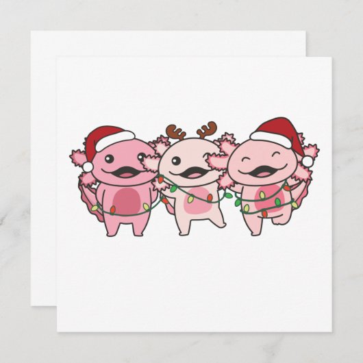 Axolotl Weihnachtstiere Sweet Axolotls Einladung (Vorne/Hinten)