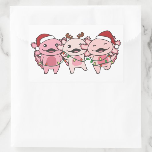 Axolotl Weihnachtstiere Sweet Axolotls Rechteckiger Aufkleber (Tasche)