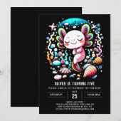 Axolotl Whimsical Einladung (Vorne/Hinten)