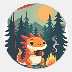 Axolotl-Wilderness-Camping Retro - Vintage Outdoor Runder Aufkleber