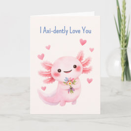 Axolotl With a Bouquet Salamander love Feiertagskarte