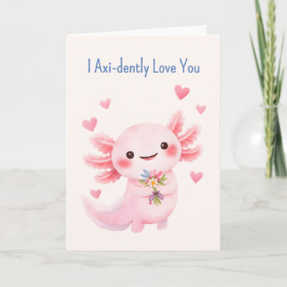 Axolotl With a Bouquet Salamander love Feiertagskarte