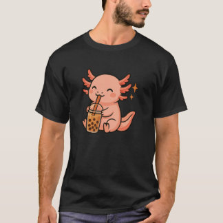 Axolotl with Bubble Tea Kawaii Axolotl T-Shirt