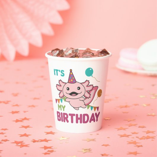 Axolotl wünscht es ist mein Geburtstag Niedlicher Pappbecher (Insitu)