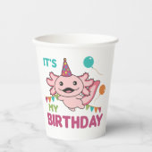 Axolotl wünscht es ist mein Geburtstag Niedlicher Pappbecher (Vorderseite)
