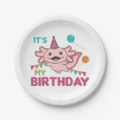 Axolotl wünscht es ist mein Geburtstag Niedlicher Pappteller (Vorderseite)