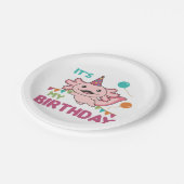 Axolotl wünscht es ist mein Geburtstag Niedlicher Pappteller (Schrägansicht)