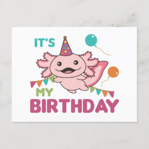 Axolotl wünscht es ist mein Geburtstag Niedlicher  Postkarte