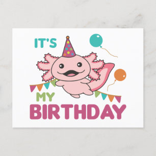 Axolotl wünscht es ist mein Geburtstag Niedlicher Postkarte