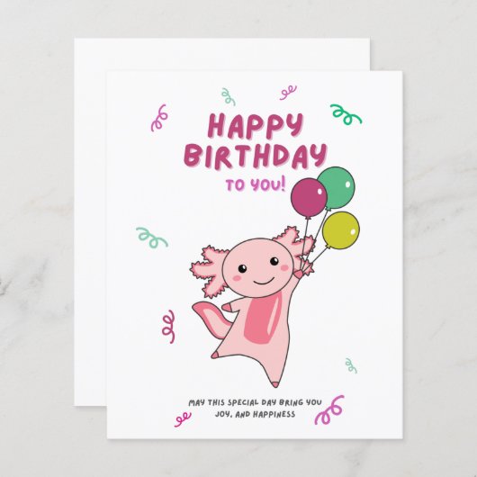 Axolotl wünscht Ihnen alles Gute zum Geburtstag (Vorne/Hinten)