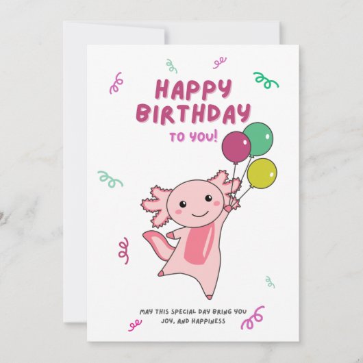 Axolotl wünscht Ihnen alles Gute zum Geburtstag Einladung (Vorderseite)
